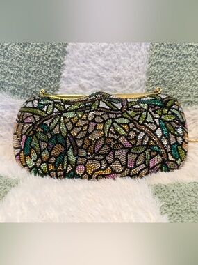 Judith Leiber Crystal Minaudière Floral Mosaic Clutch
